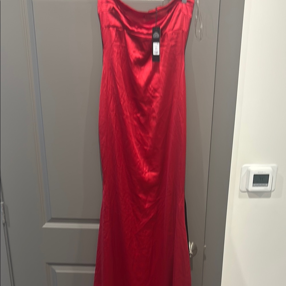 Fashion Nova Red Cowl Neck Sleeveless Gown